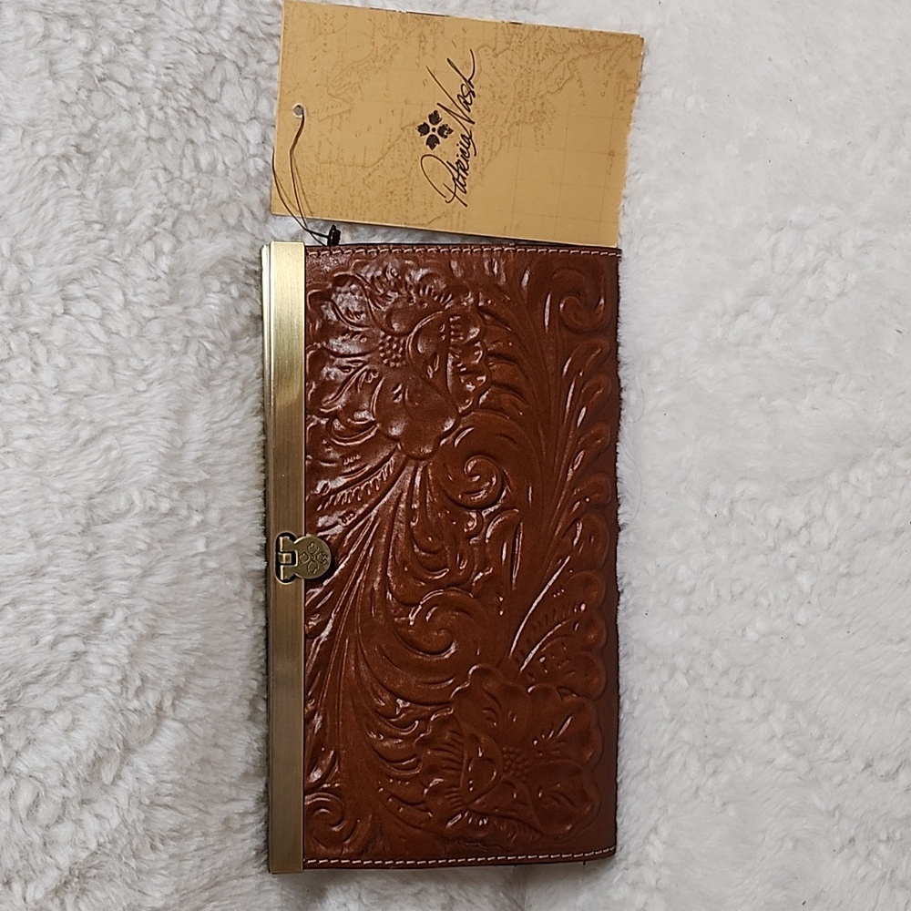 NWT Patricia Nash Cauchy Tooed Leather Frame Wallet Tan  Florence color pattern - Picture 6 of 16